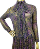Max Mara Italy. Long Sleeve Paisley Floral Silk Chiffon Dress