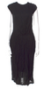 Jil Sander. Black Crinkle Crew Neck Midi Length Dress