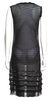 Valentino Garavani Italy. Black Semi Sheer Ribbed Striped Knee Length Dress