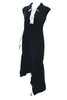 Adeam (ADM) Japan. Navy Blue Lace Up Front Handkerchief Dress