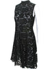 Valentino Black Lace Back Zip Sleeveless Tie Neck Dress