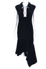 Adeam (ADM) Japan. Navy Blue Lace Up Front Handkerchief Dress