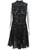 Valentino Black Lace Back Zip Sleeveless Tie Neck Dress