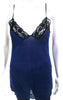 Toga Pulla Japan. Blue Cotton Black Lace Trim V Neck Cami Top